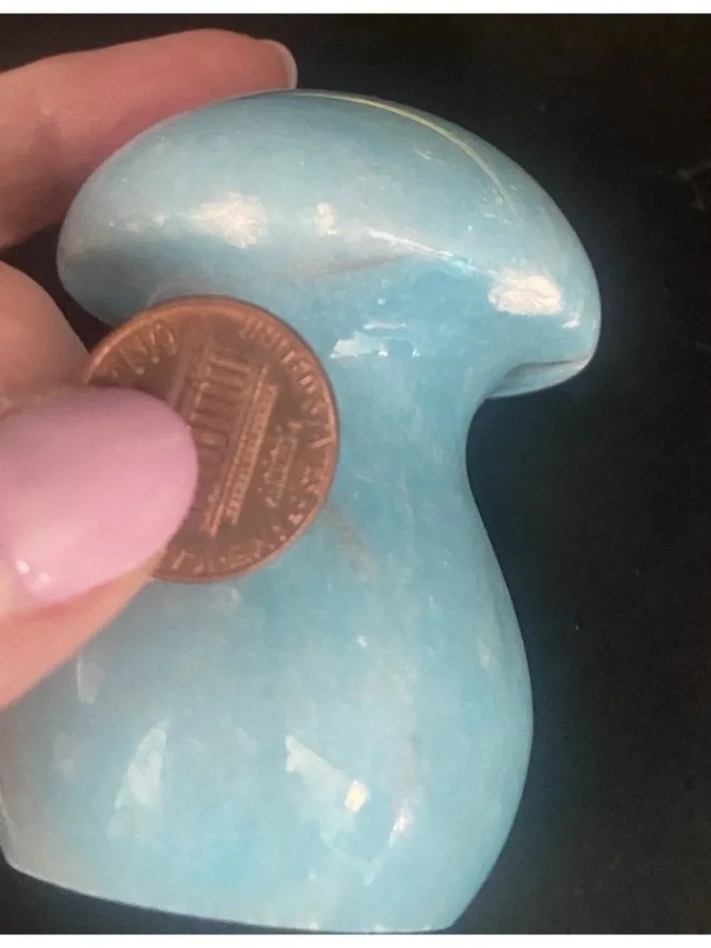 Vintage 1960s Mushroom Paperweight Blue Marble Stone Desk Retro Mod Ikea Sweden